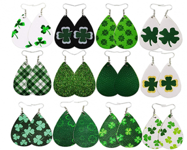 St Patrick’s Day Leather Teardrop Earrings – 12 Pairs – Just $13.99!