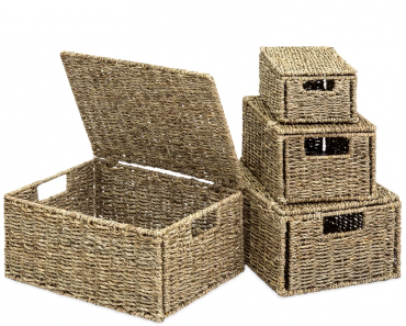 Set of 4 Seagrass Storage Baskets with Lids Only $31.99 Shipped!