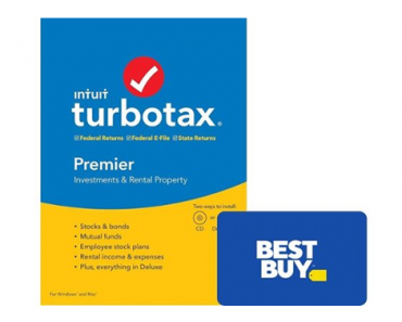 $10 or $15 savings plus free $10 Best Buy e-Gift Card with select TurboTax software!