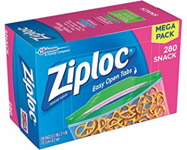 Amazon: Ziploc Snack Bags ONLY $5.54 for 280! That’s $.02 Per Bag!