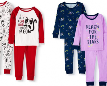 Wonder Nation Toddler Girl Long Sleeve Cotton Snug Fit Pajamas, 4Pc Set Only $7.50! That’s Only $3.75 per Set!