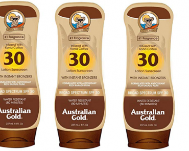 Australian Gold Sunscreen Lotion with Kona Coffee Infused Bronzer SPF 30, 8 Ounce Only $2.88! (Reg. $8)