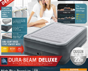 Intex 22″ Queen Comfort Plush High Rise DuraBeam Air Mattress with Built-In Pump Only $36.99 Shipped! (Reg. $79)
