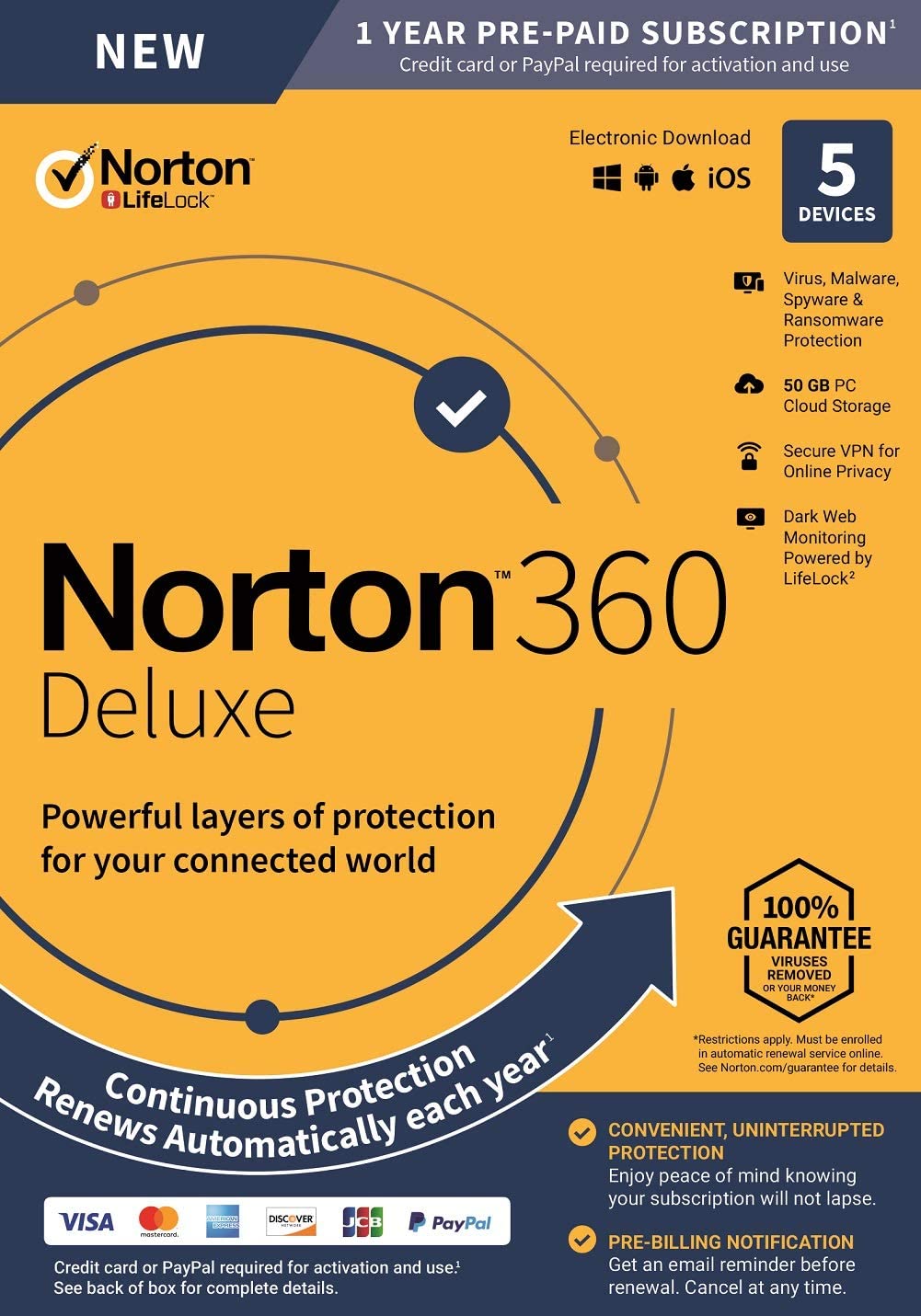 Norton 360 Deluxe Antivirus Software for 5 Devices Only 44.99