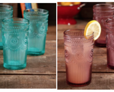 The Pioneer Woman Adeline 16-Ounce Embossed Glass Tumblers 4-Count Just $15.99!