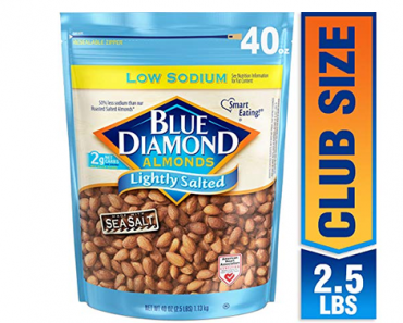 Blue Diamond Almonds – Low Sodium Lightly Salted, 40 oz – Just $12.33!