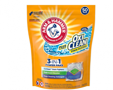 Arm & Hammer Plus OxiClean HE 3-in-1 Laundry Detergent Power Paks, 50 Count – Just $8.07!