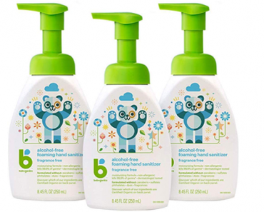 Babyganics Alcohol-Free Foaming Hand Sanitizer, Pump Bottle, Fragrance Free, 8.45 oz, 3 Pack – Just $18.44!