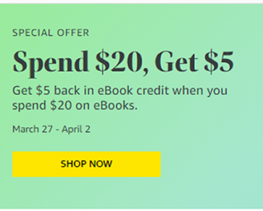Get $5 back when you spend $20 on eBooks! Does your account qualify?