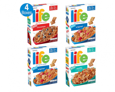 Quaker Life Breakfast Cereal, 3 Flavor Variety Pack (4 Boxes)- Just $8.49!