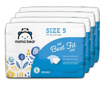 In stock – lots of sizes! Amazon Brand Mama Bear Best Fit Diapers Size 5, (4 packs of 31) – Just $38.99!