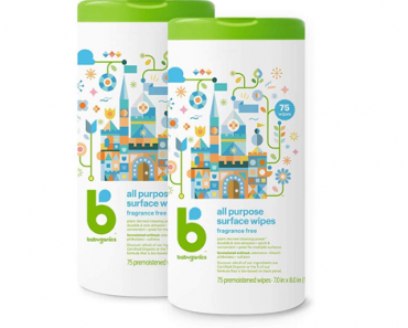 Babyganics All Purpose Surface Wipes, Fragrance Free, 150 Count (contains Two 75-count canisters) – Just $13.57!