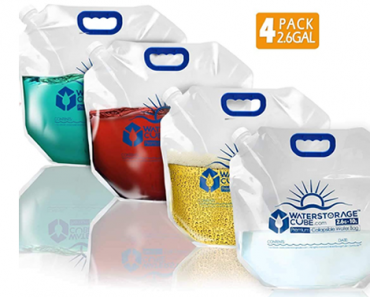 WaterStorageCube Premium Collapsible Water Container Bag – 4 Pack – $17.97!