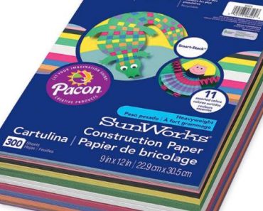 SunWorks Construction Paper, 11 Assorted Colors, 9″ x 12″, 300 Sheets – Only $7.99!