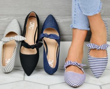 Bow Accent Almond Toe Flats – Only $19.99!