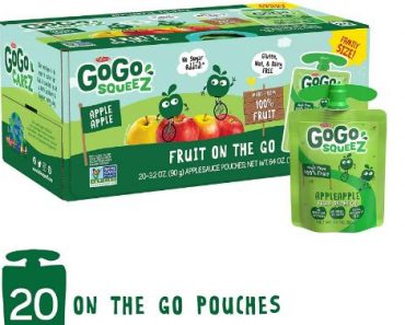 GoGo squeeZ Applesauce on the Go, Apple Apple, 3.2 oz (20 Pouches) – Only $9.47!