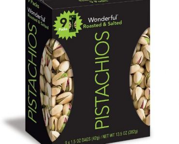 Wonderful Pistachios, Roasted and Salted, 1.5 Ounce Bags (Pack of 9) – Only $6.59!