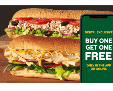 Subway: Buy 1 Footlong Sandwhich, Get 1 Footlong Sandwich FREE! Online or App Purchase!