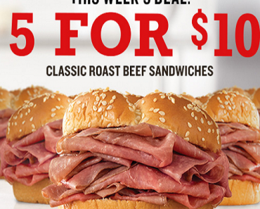 5 Arby’s Classic Roast Beef Sandwiches Only $10! (Only $2 each!)