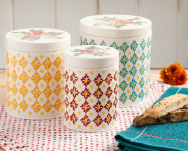 The Pioneer Woman Vintage Geo 3 Piece Canister Set Only $9.49! (Reg. $28.79)