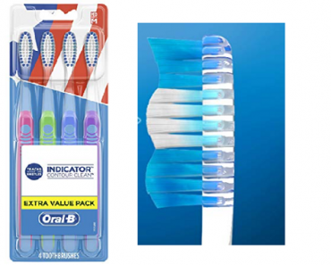 Oral-b Indicator Contour Clean Toothbrushes, Medium, 4 Count  Only $2.38 Shipped!