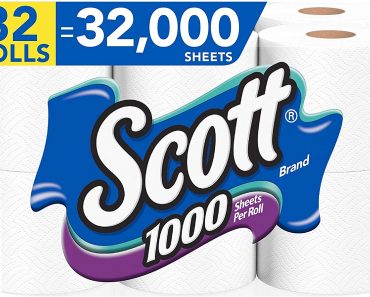 Scott 1000 Sheets Per Roll Toilet Paper, 4 Packs of 8 Rolls (32 Rolls Total) Bath Tissue – Just $27.46!