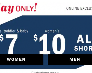 Old Navy: $7.00 Shorts For Kids & $10 Shorts For Adults Today Only!