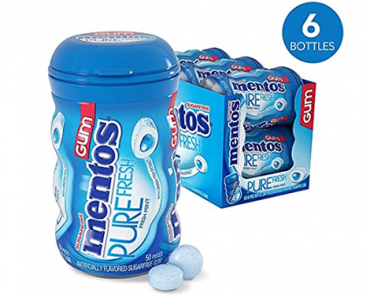 Mentos Pure Fresh Sugar-Free Chewing Gum, Fresh Mint, 50 Piece Bottle (Pack of 6) – Just $2.96!