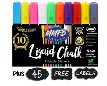 Erasable Liquid Chalk Markers 10 Pack w/ 45 Chalkboard Labels – Just $12.44!