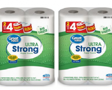2 Pack Great Value Ultra Strong Paper Towels (Double Rolls) Only $7.34 at Walmart!