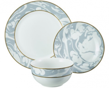 Marble Swirl Collection 12-Piece Porcelain Gray Dinnerware Set Only $15.81! (Reg. $32)