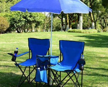 Foldable Chair and Cooler Combo With Umbrella Only $37.99!
