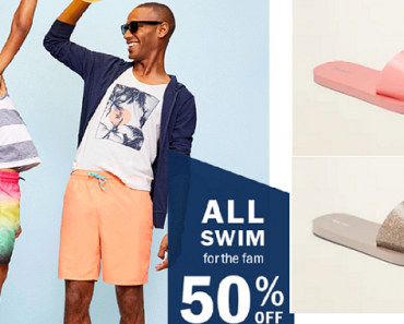 Old Navy: Take 50% off Swim for the Whole Family! Women’s & Girls Flip Sandals Only $2! Today Only!