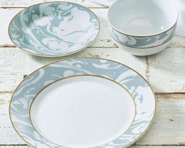 Marble Swirl Collection 12-Piece Porcelain Gray Dinnerware Set Only $15.81!! (Reg. $31.99)