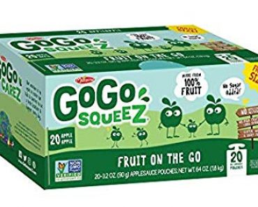 GoGo squeeZ Applesauce on the Go, Apple Apple, 3.2 oz (20 Pouches) – Only $8.13!
