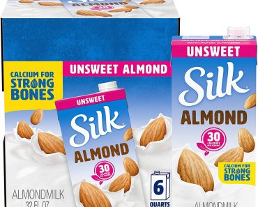 Shelf Stable Silk Almond Milk Unsweetened Original 32 oz (Pack of 6)—$10.55!