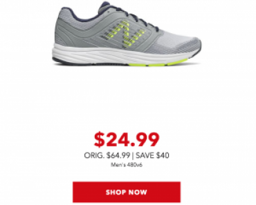 New Balance Men’s 480v6 Running Shoes Just $24.99 Today Only! (Reg. $64.99)