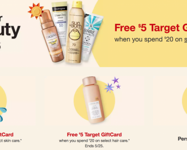Target: FREE $5.00 Gift Card When Spend $20 On Sun Care! Sunscreen, SkinCare & Hair Care Included!