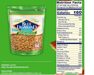 Blue Diamond Almonds, Raw Whole Natural, 40 Ounce Only $10.98!