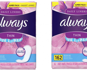 Always Thin Daily Wrapped Liners, Unscented, 162 count Only $5.09!