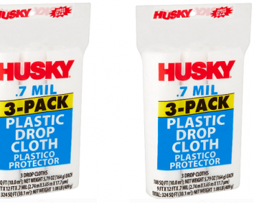 Husky Plastic Drop Cloth, 0.7 Mil, 3-Pack Only $3.88! Great for Painting Projects!