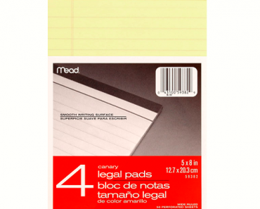 Mead Canary Junior Legal Pads – 4 Pack Only $ 4.62!! (Reg. $10)