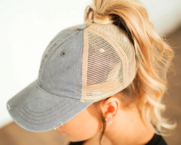 Distressed Messy Bun Hat (Multiple Colors) Only $12.99! (Reg. $30)