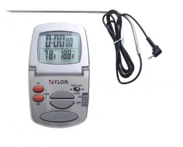 Taylor Gourmet Programmable Stainless Steel Probe Kitchen Thermometer with Timer Only $7.99!