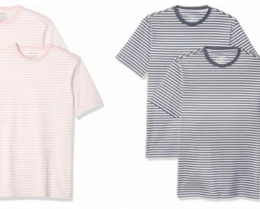 Amazon Essentials Men’s 2-Pack Slim-Fit Short-Sleeve Crewneck Stripe T-Shirt $12.50!