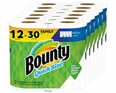Bounty Quick-Size Paper Towels, 12 Family Rolls = 30 Regular Rolls – Just $30.44!