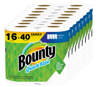 Bounty Quick-Size Paper Towels, White, 16 Family Rolls = 40 Regular Rolls – Just $38.84!