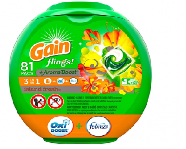 Gain flings! Laundry Detergent Pacs plus Aroma Boost, 81 Count Only $13.57 Shipped!