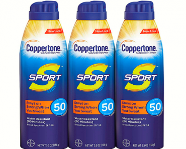 Coppertone SPORT Continuous Sunscreen Spray SPF 50 3 Pack for Only $19.46!