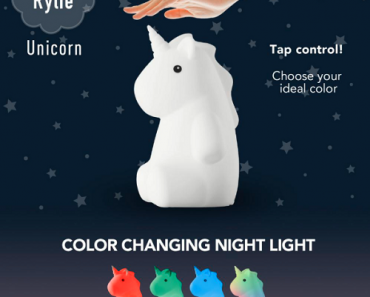 Rylie Unicorn LED Color Changing Rechargeable Night Light Only $12.98!